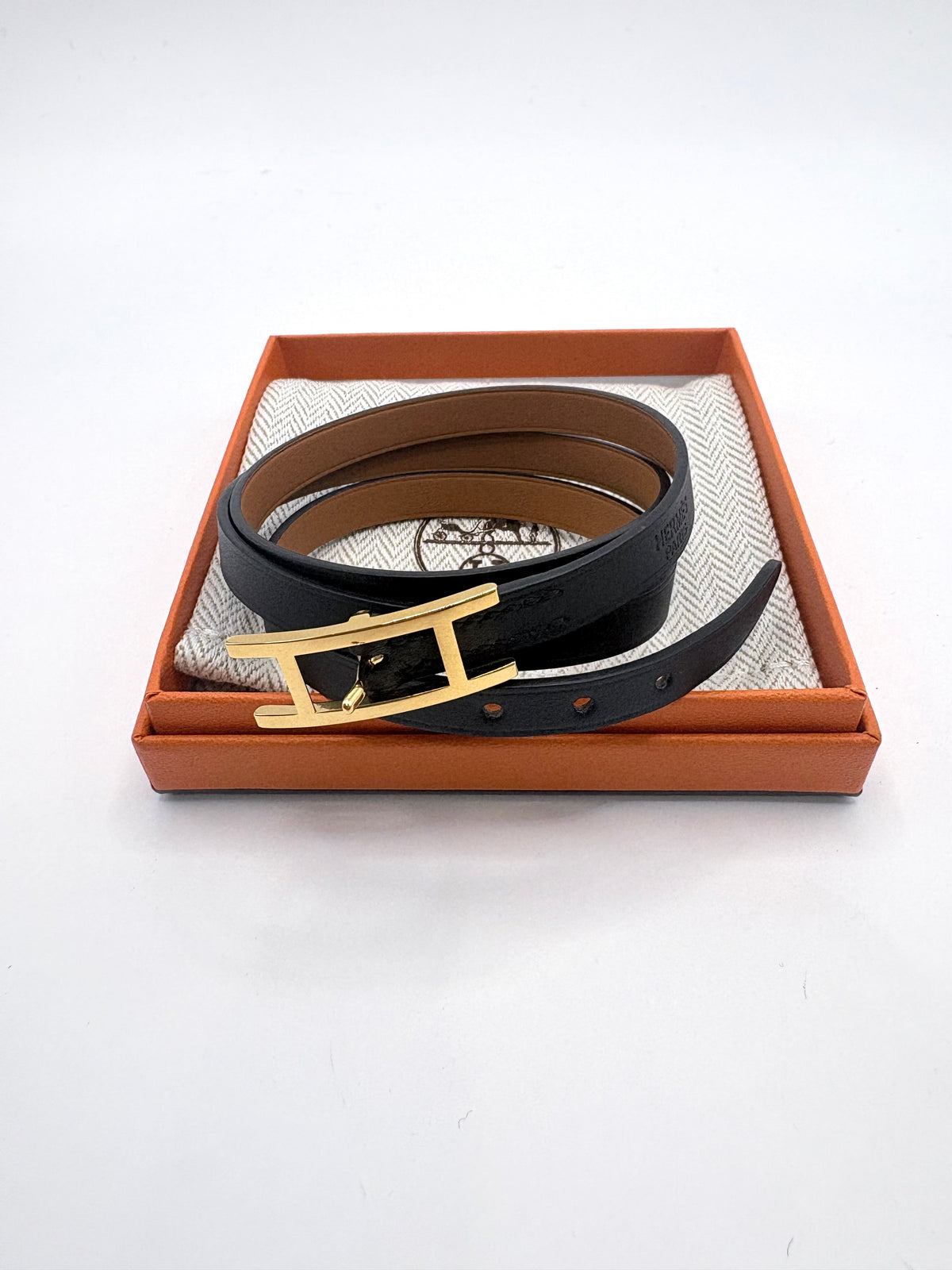 Black  Hermes Bracelet T1 Behapi Double Tour - Box and bag