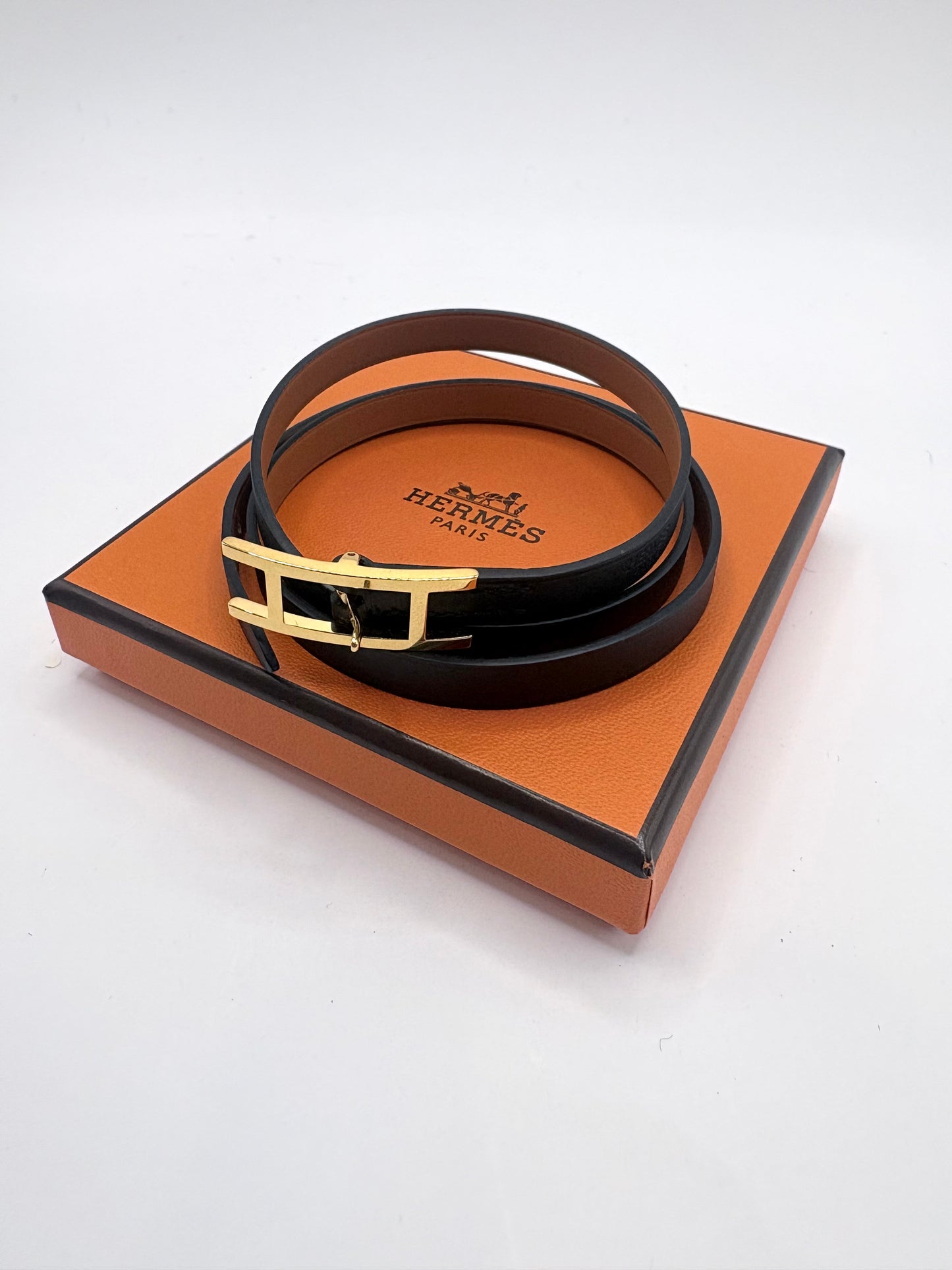 Black  Hermes Bracelet T1 Behapi Double Tour - Box and bag