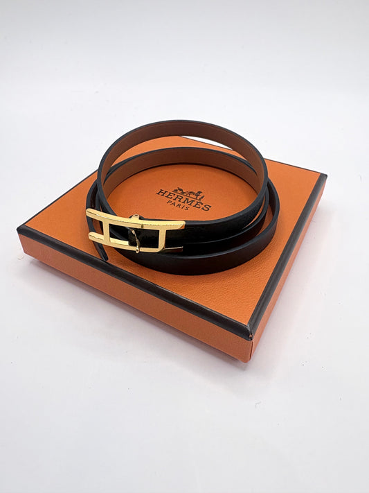 Black  Hermes Bracelet T1 Behapi Double Tour - Box and bag