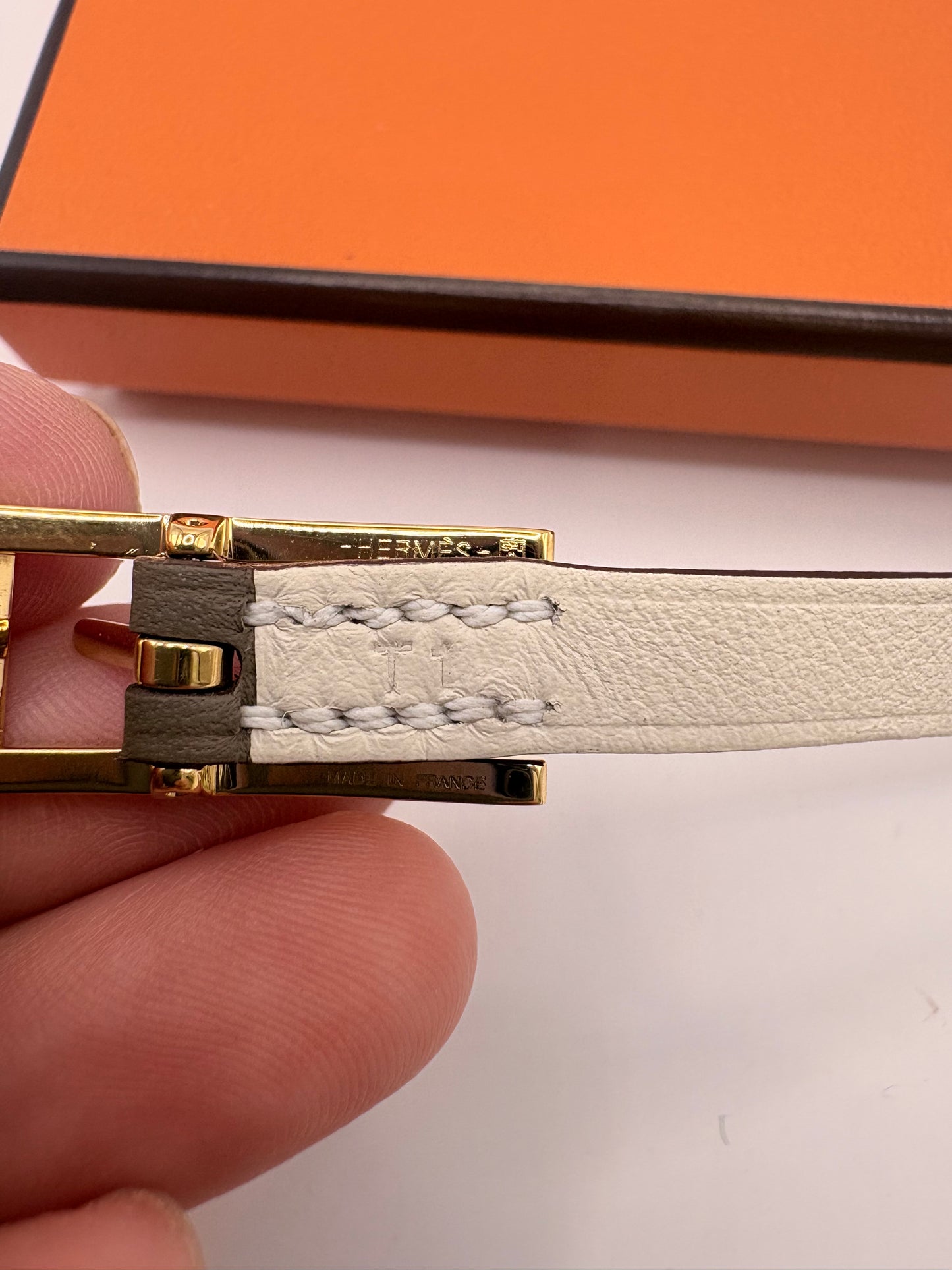 Taupe Hermes Bracelet T1 Behapi Double Tour - Box and bag