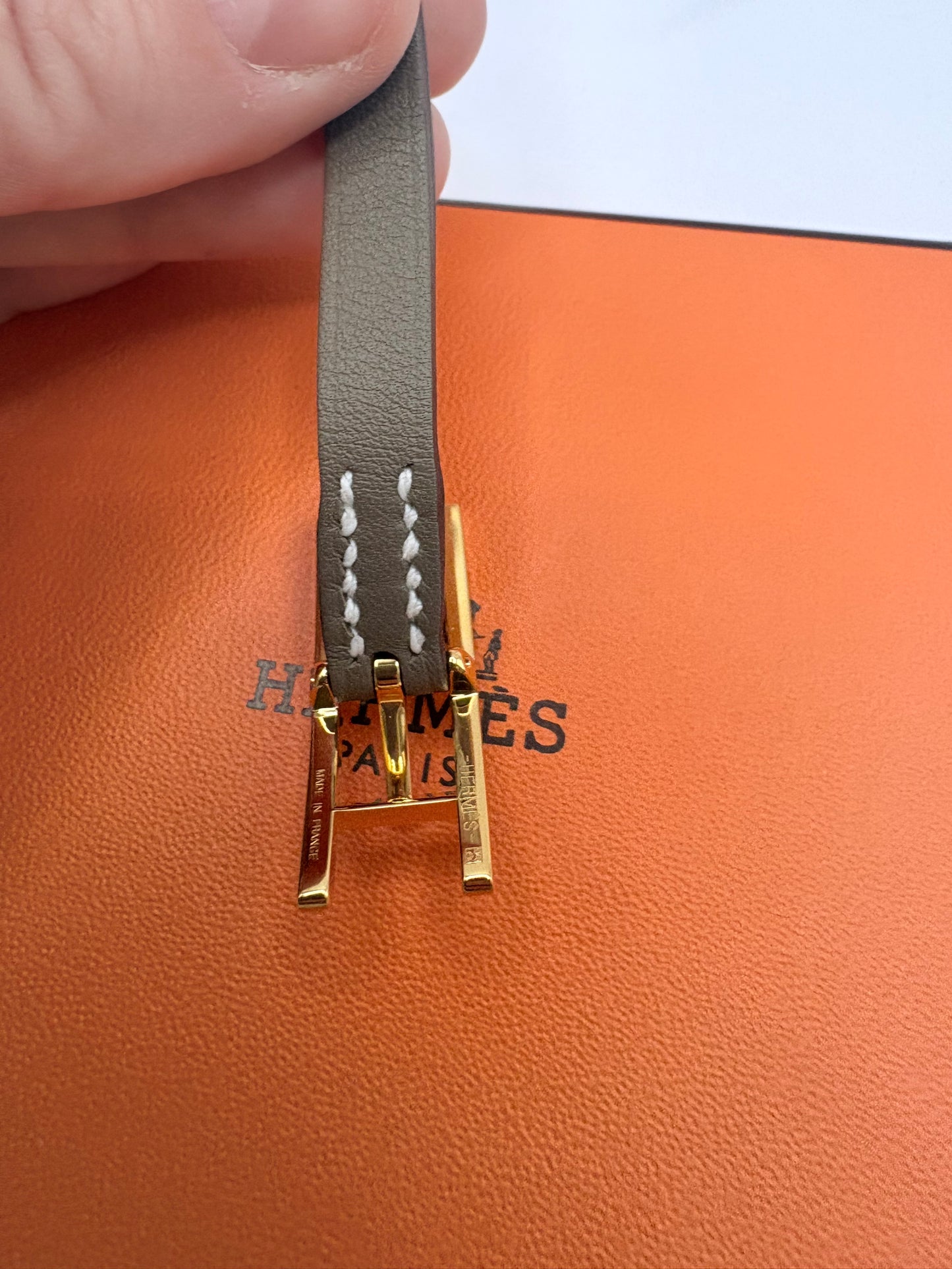 Taupe Hermes Bracelet T1 Behapi Double Tour - Box and bag
