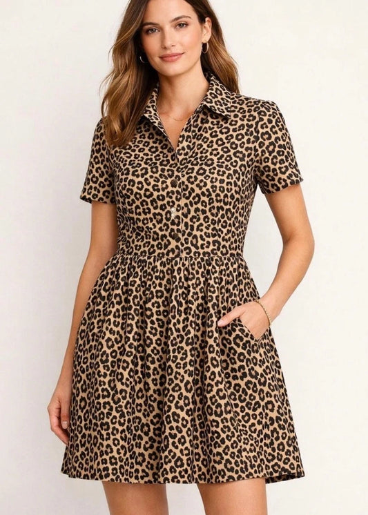 Leopard J. Crew Dress A Line Shirt Dress, 6