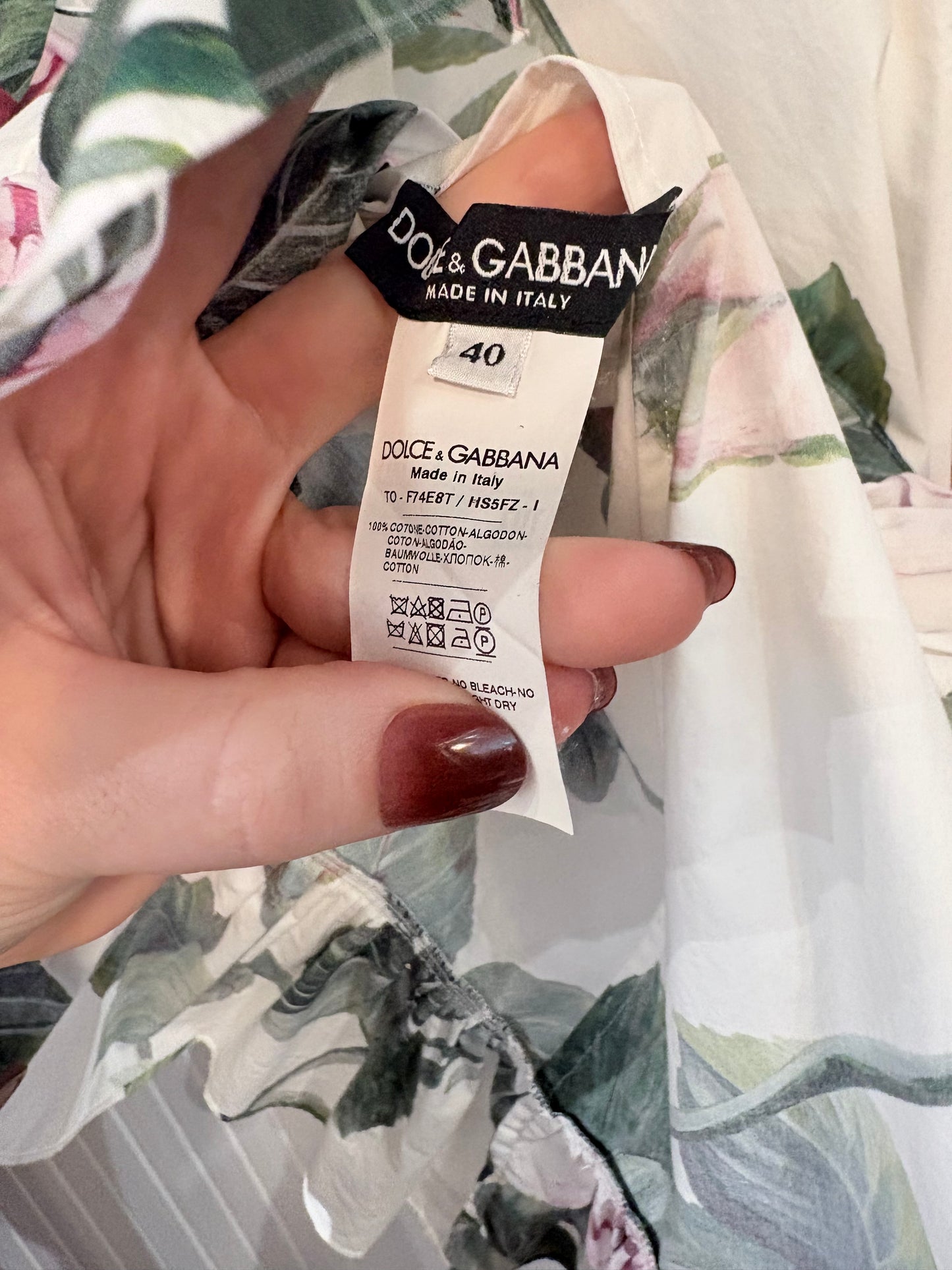 White, Pink Roses Dolce & Gabbana Tunic  Poplin, s