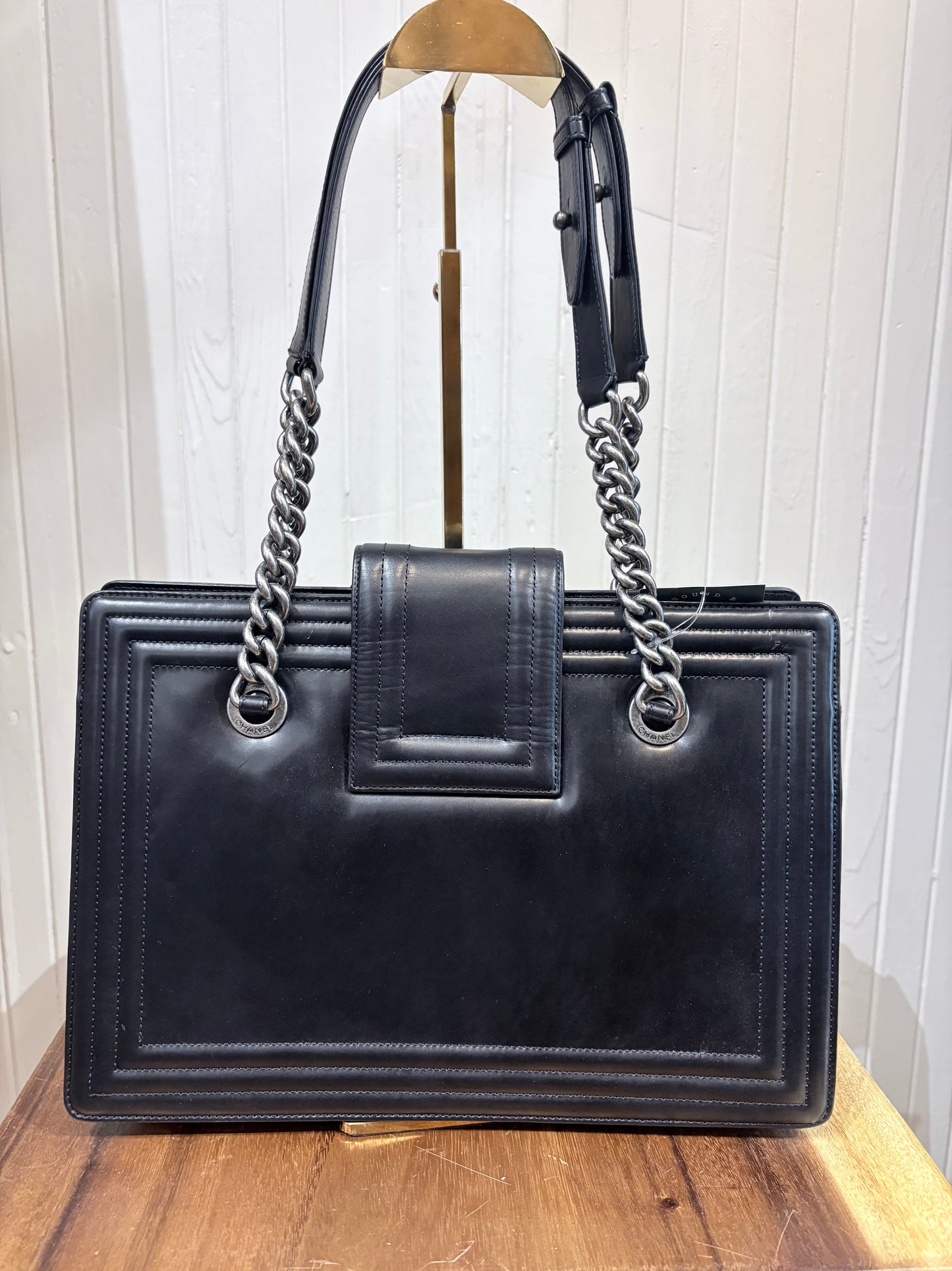 Black Chanel Handbag Boy Jetsetter Tote w/ Box