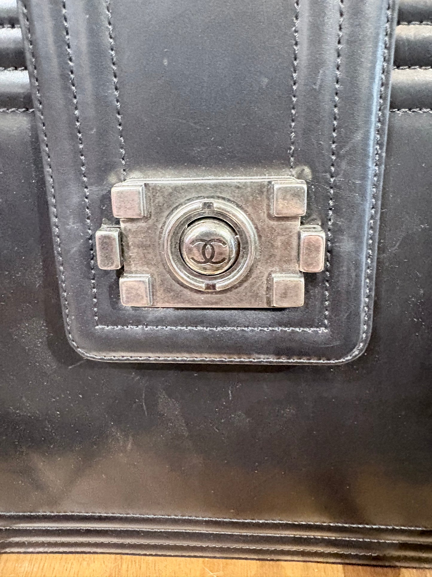 Black Chanel Handbag Boy Jetsetter Tote w/ Box