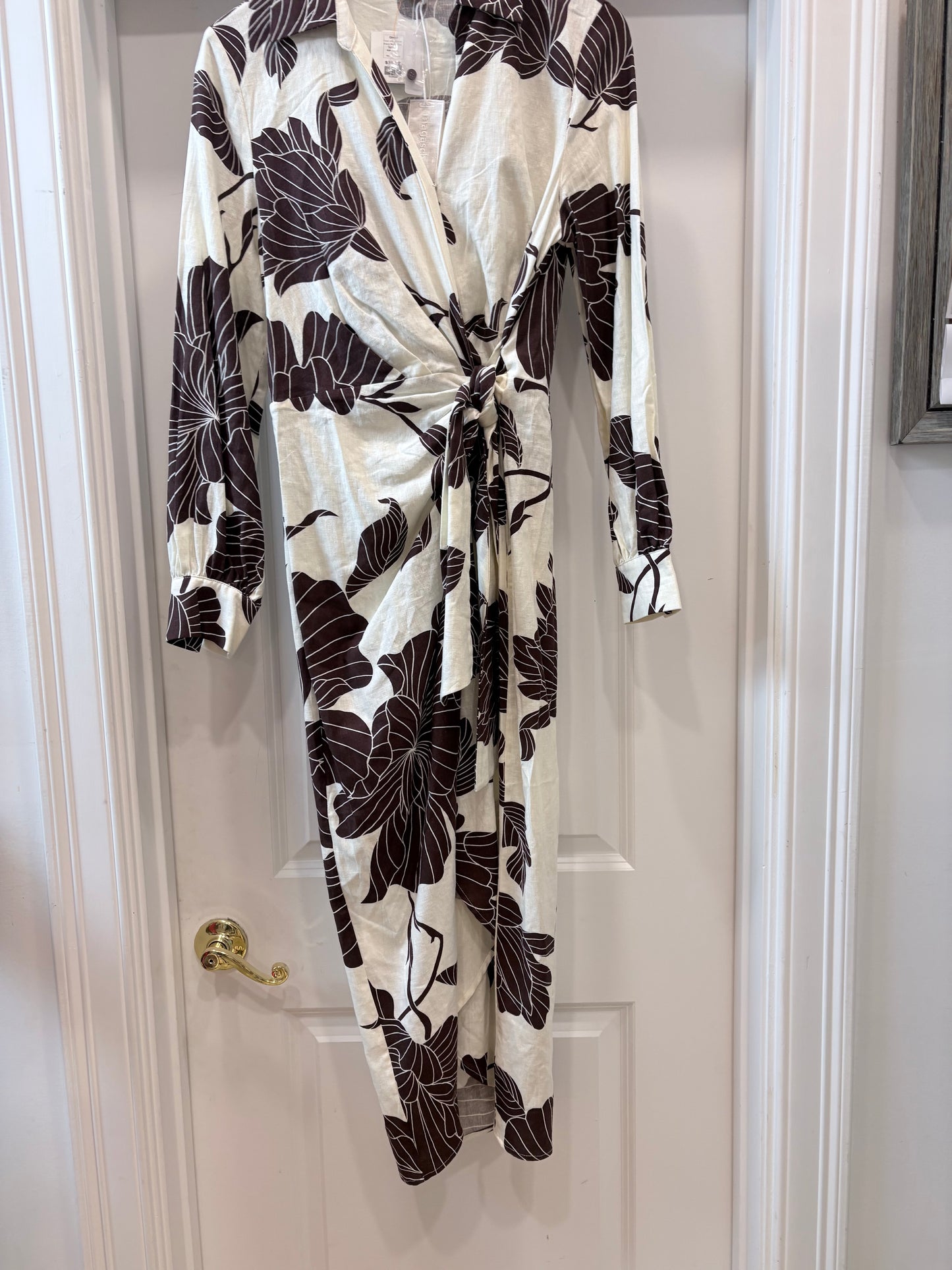 cream/Brown Magaschoni Dress NWT, Linen, 8