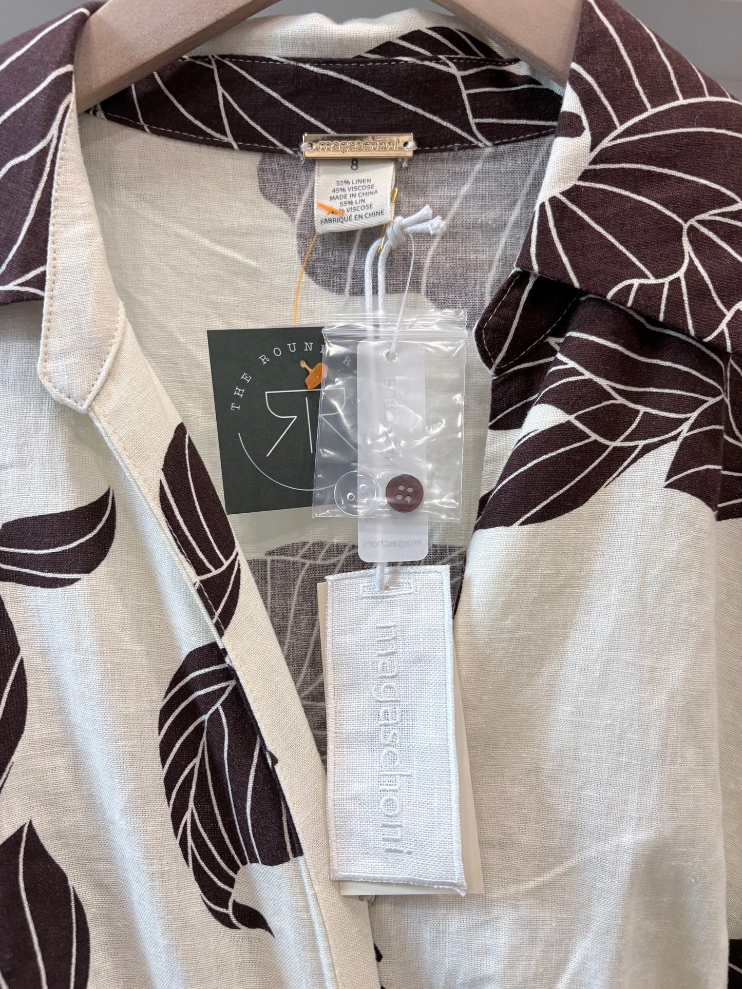 cream/Brown Magaschoni Dress NWT, Linen, 8