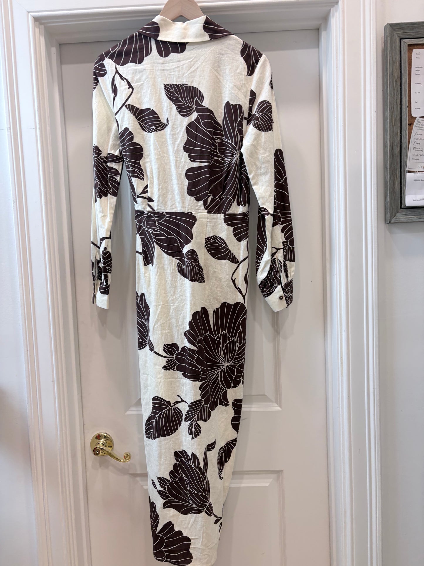 cream/Brown Magaschoni Dress NWT, Linen, 8