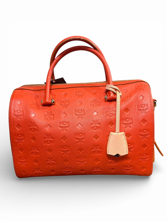 Red/orange embossed mcm Handbag Boston Bag