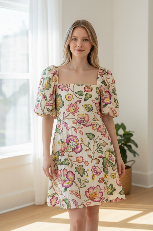 Cream Floral  Sézane Dress NWT, xs