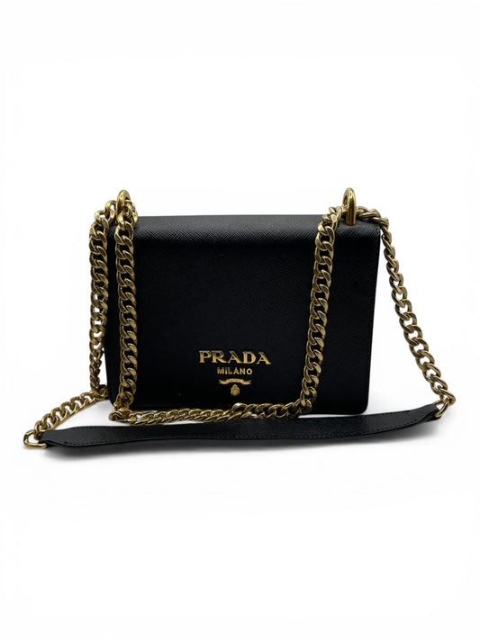 Black/Gold Prada Handbag Saffiano Lux crossbody