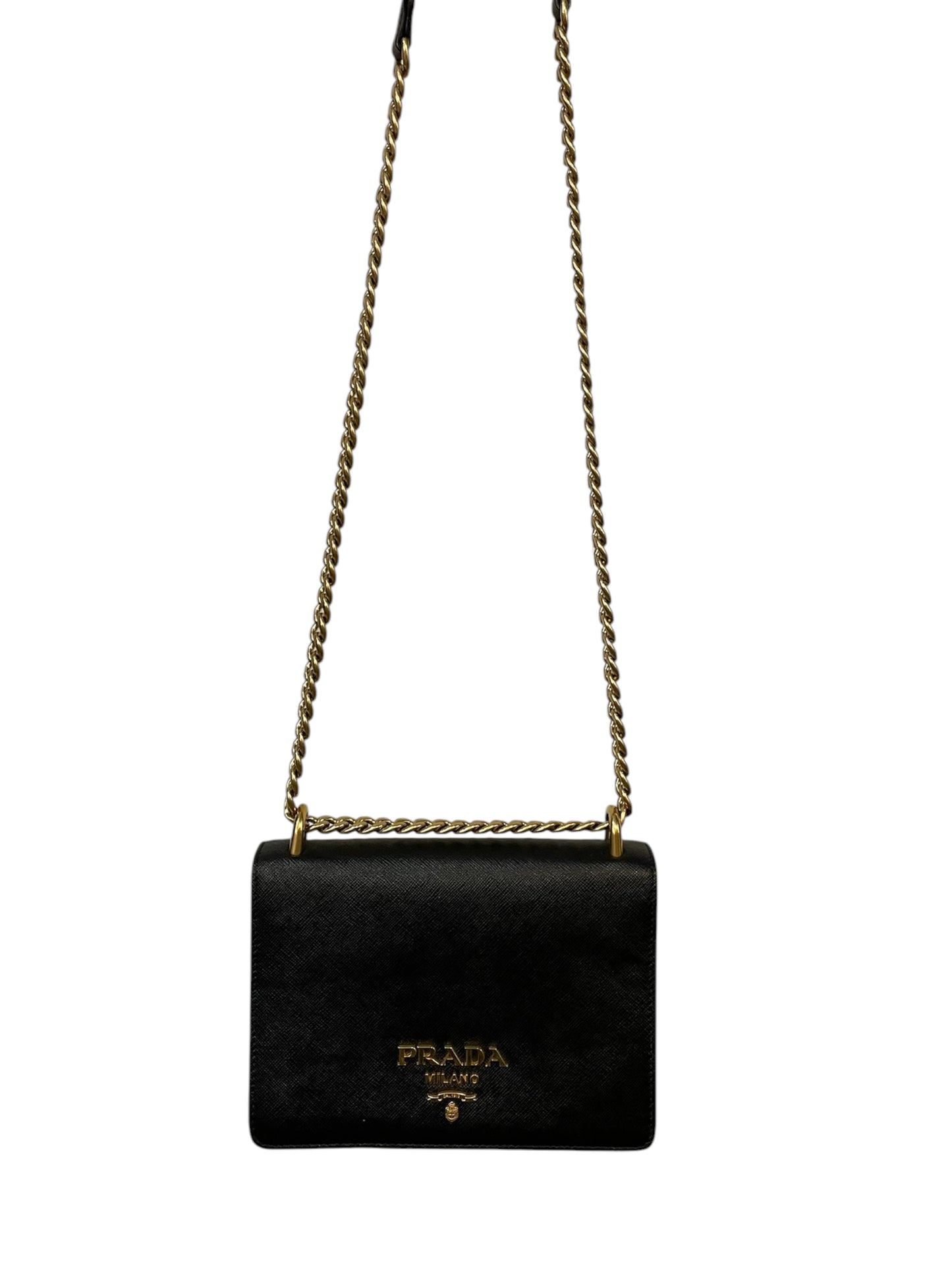 Black/Gold Prada Handbag Saffiano Lux crossbody