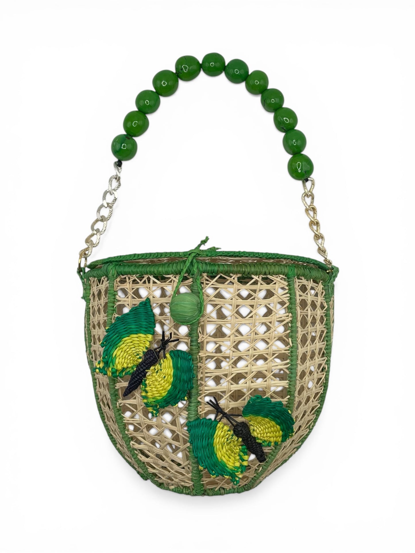 Wicker/Green Victoria Dunn Purse Woven Butterfly Bead