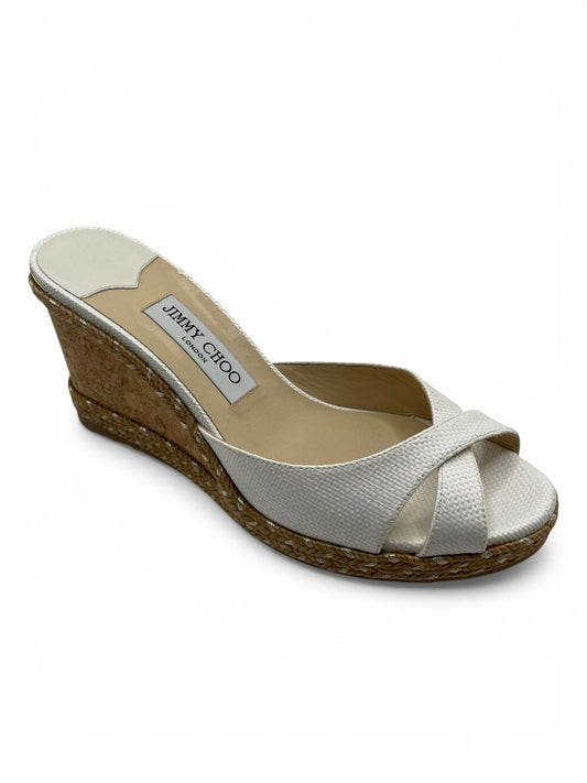 White Jimmy Choo Wedge Shoe Cork Wedge , 39