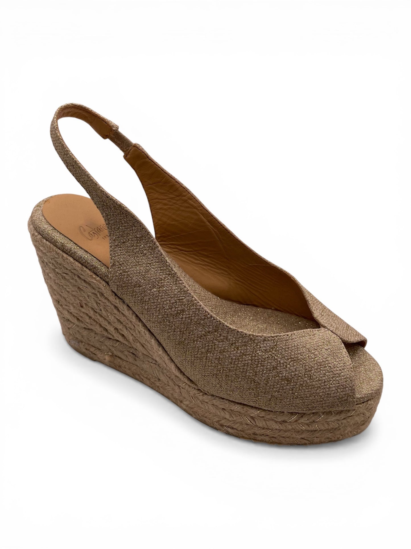 Gold/Espadrille  Castaner Wedge Shoe , 8.5
