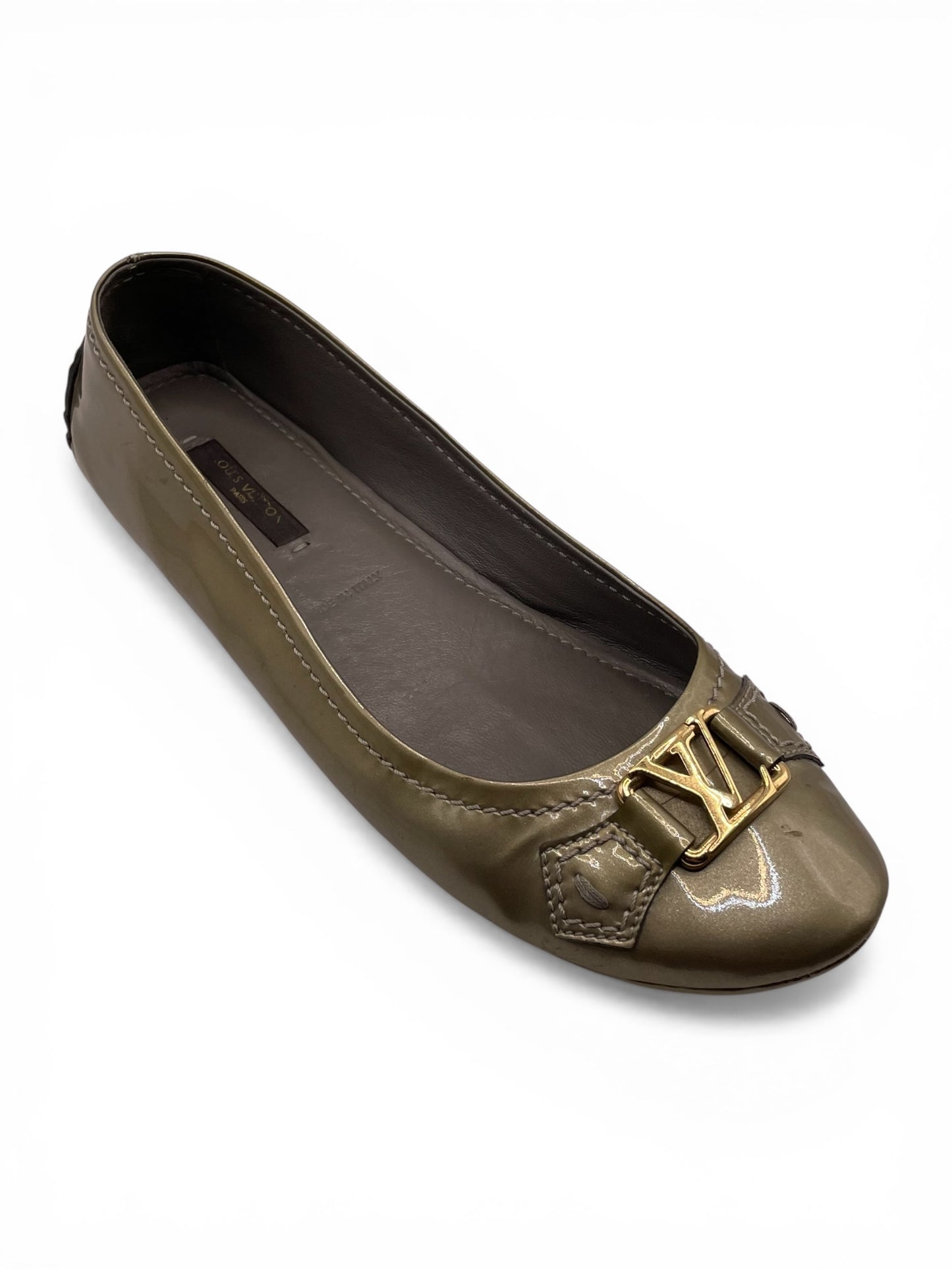 Sage patent Louis Vuitton Flats Driving loafer, AS IS (scuff), 37/6.5-7