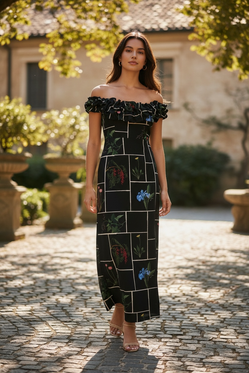 Black Floral Tuckernuck Dress Patchwork print, 2