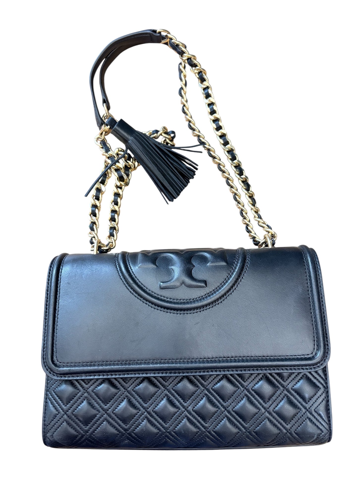 Black/Gold  Tory Burch Handbag Fleming Convertible