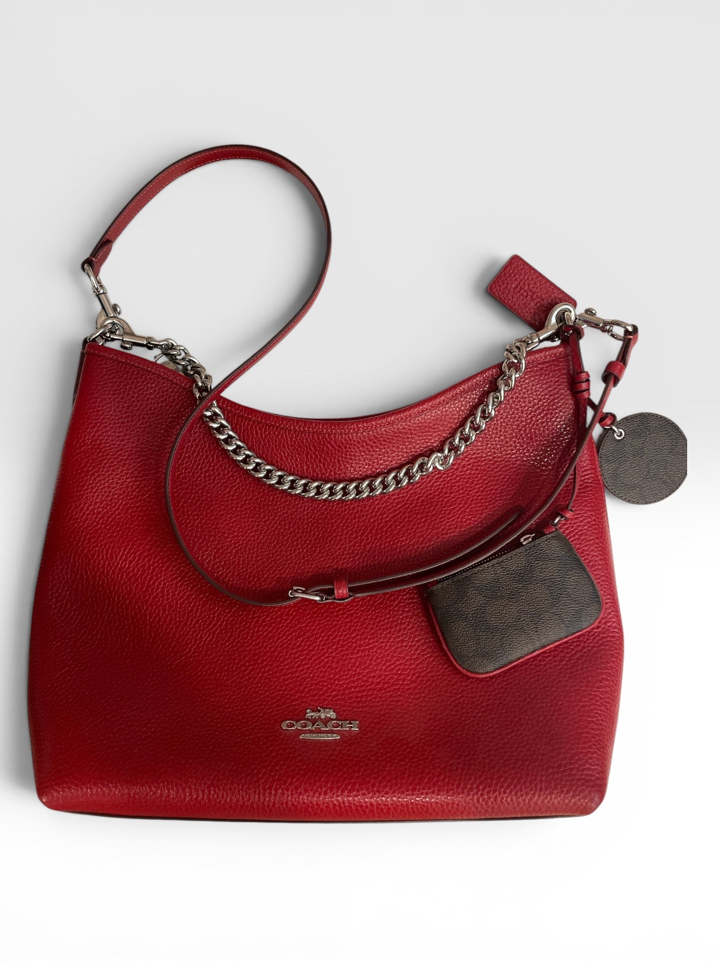 Red Coach Handbag Laurel hobo with charms, excellent like new condition