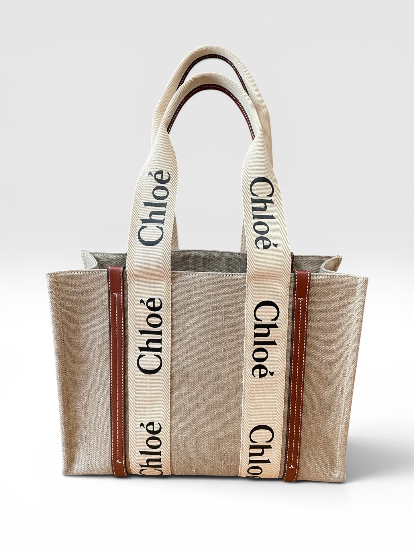 Natural/Linen Chloe Tote Woody Canvas Tote- Medium, Medium
