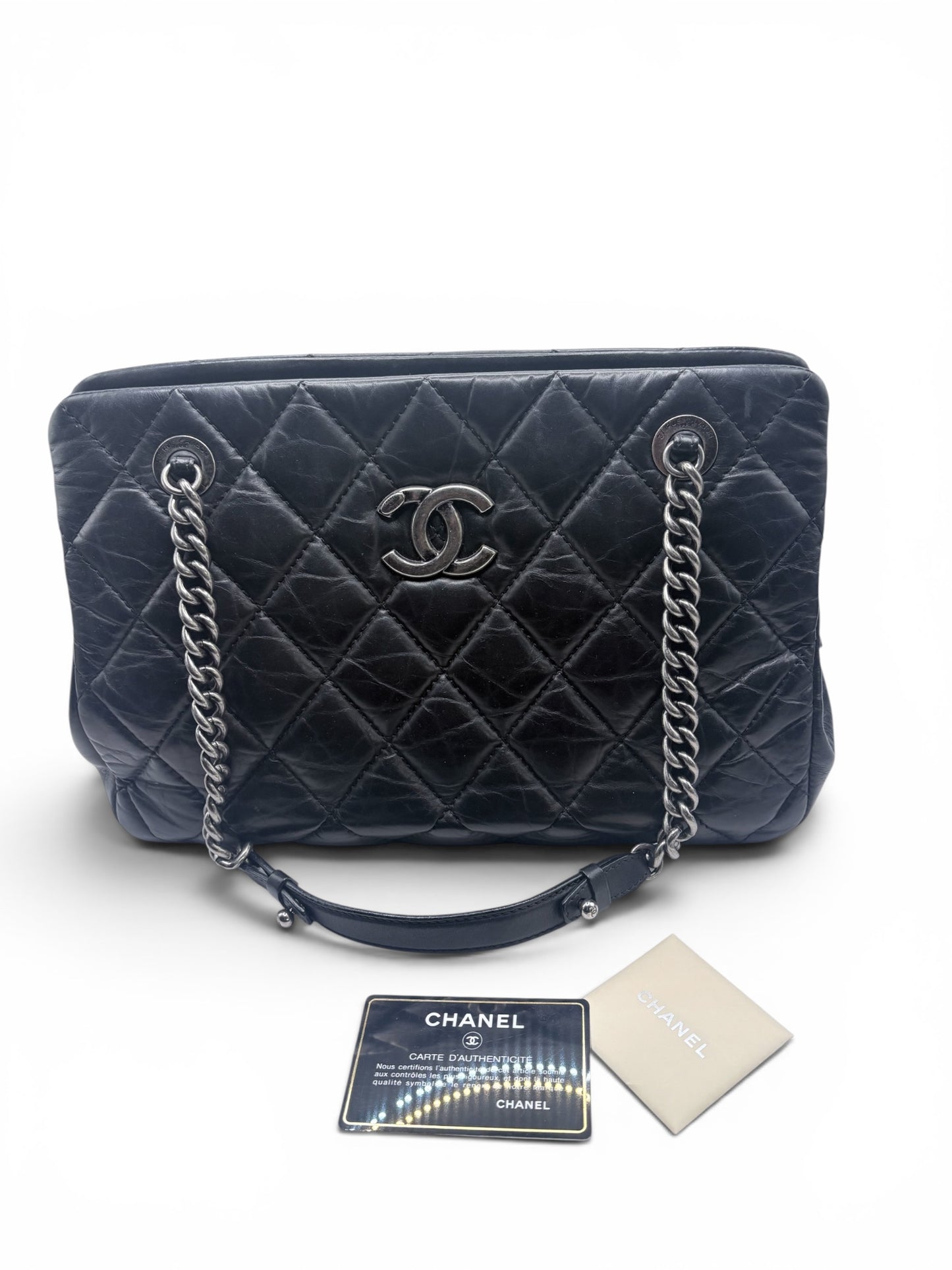Black Chanel Handbag Large shopping tote- with bag and box, etc