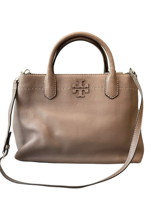 Taupe, Pebbled Tory Burch Handbag Top handle McGraw Satchel