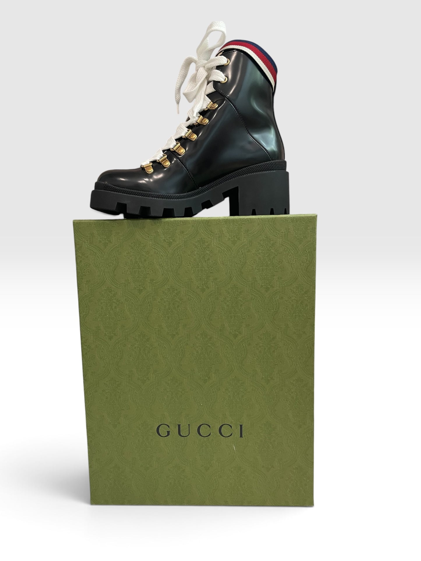 Black   Gucci   Ankle Boots BNIB, BOX Sylvie Web  MSRP $1150, 37.5 (7)