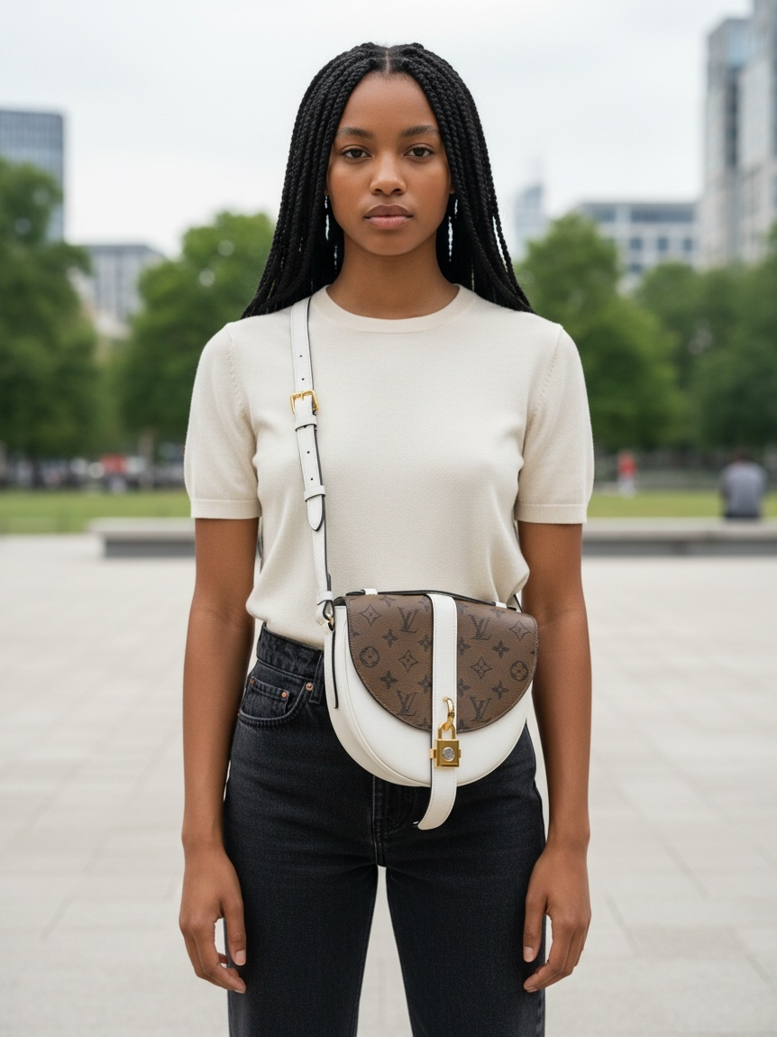 White/Brown Monogram  Louis Vuitton Crossbody Chantilly Lock 2018 VGUC, W CoA