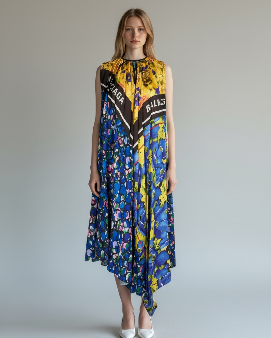Multi Balenciaga Dress NWT Resort 2019 Foulard Collection, S