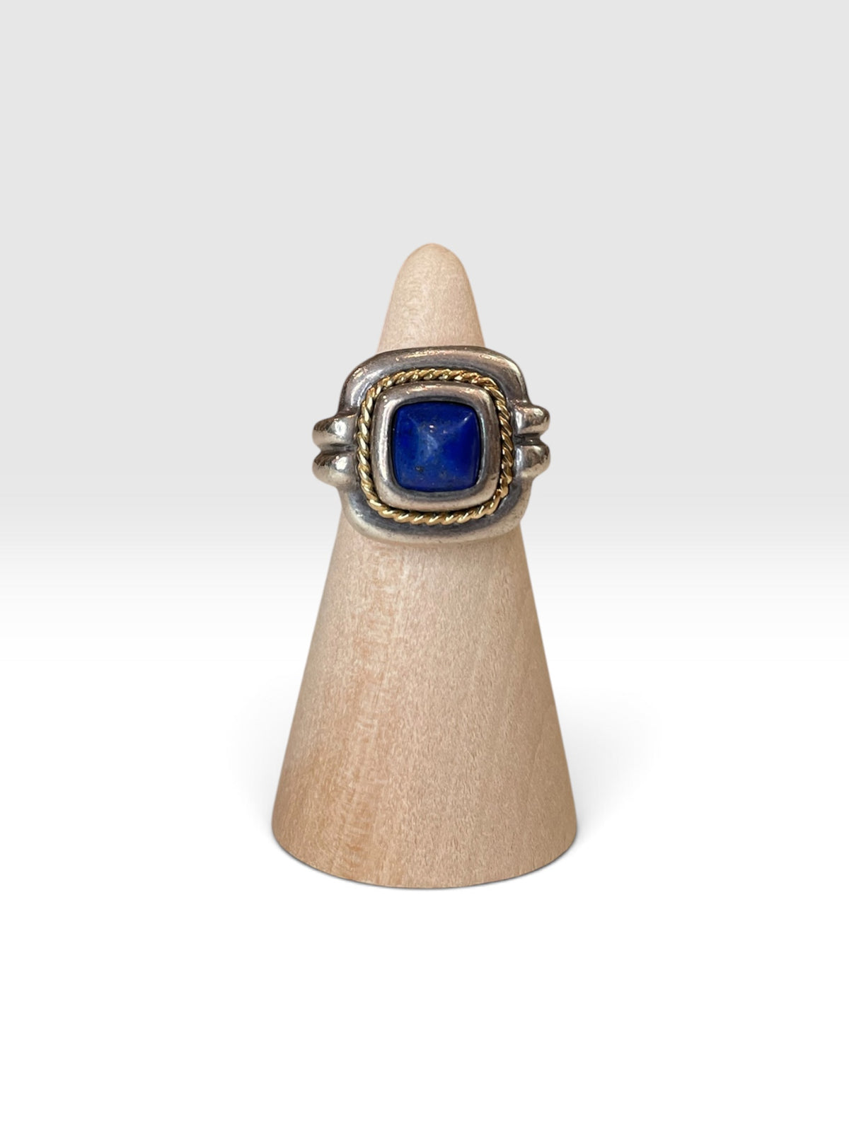 Sterling/Gold/Lapis Tiffany & Co. Ring As Is: Lightly Loose Lapis Lazuli Signet Ring circa 1980/90's, 4.25