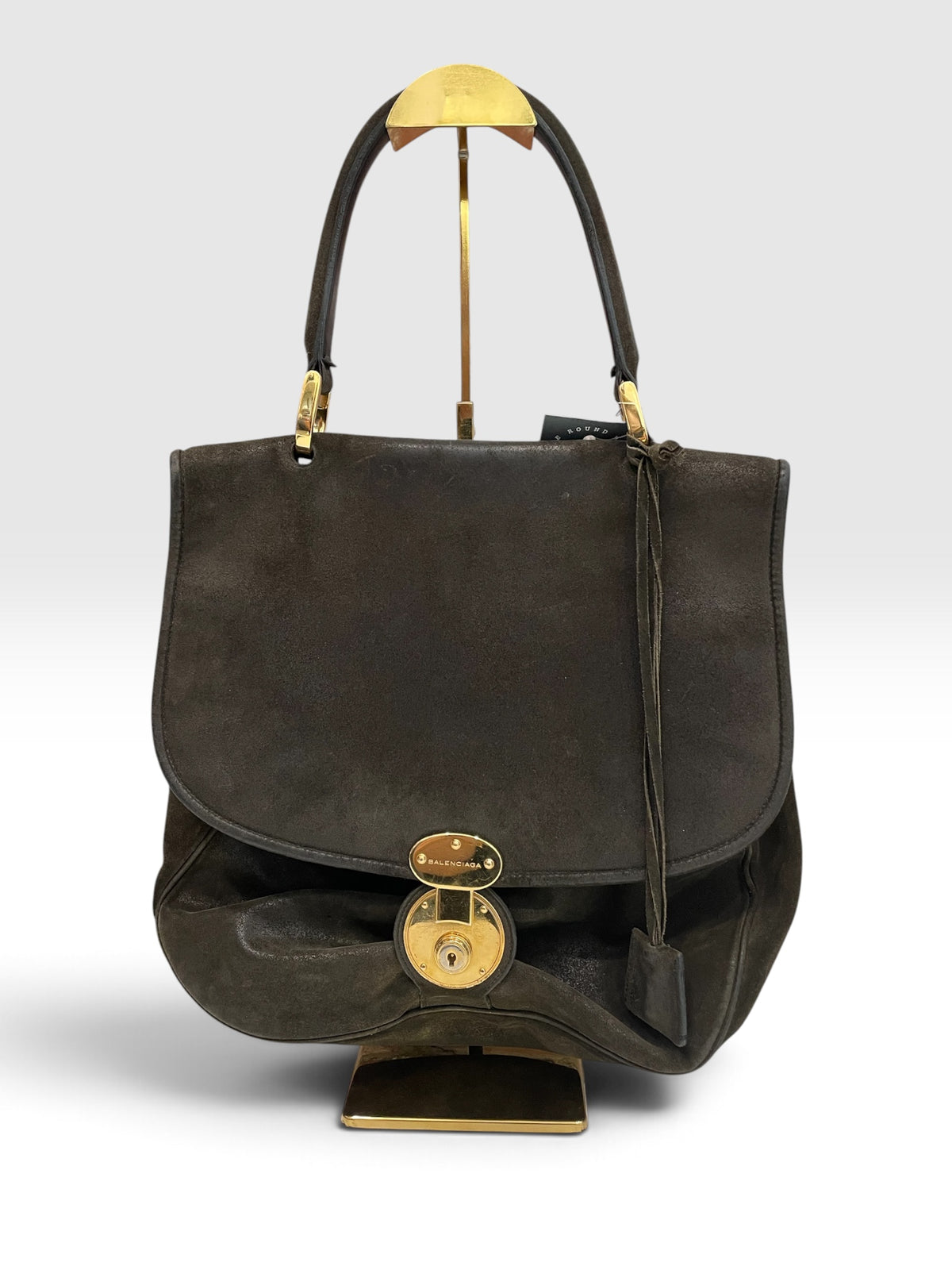Olive Suede  Balenciaga Shoulder bag  Top handle saddle bag
