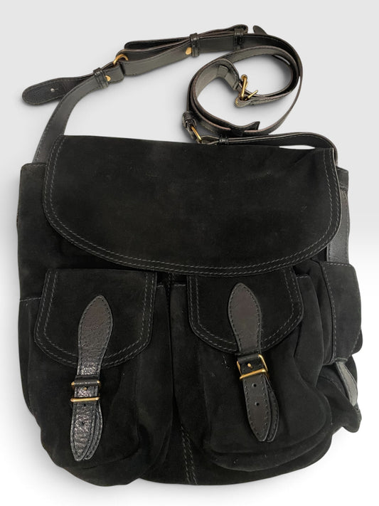 Black suede  Balenciaga Messenger bag crossbody hobo VGUC