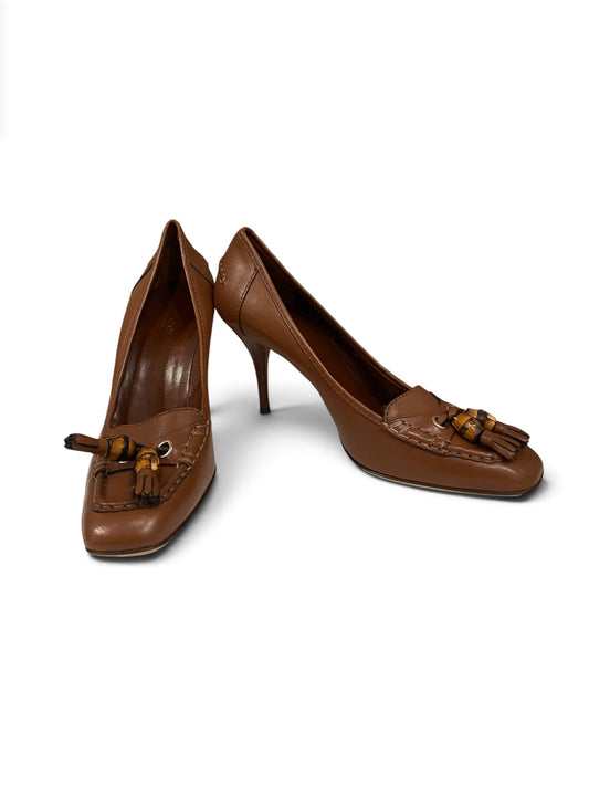Chestnut Gucci  Shoes Bamboo Tassel Pump- UNWORN, 38/7.5