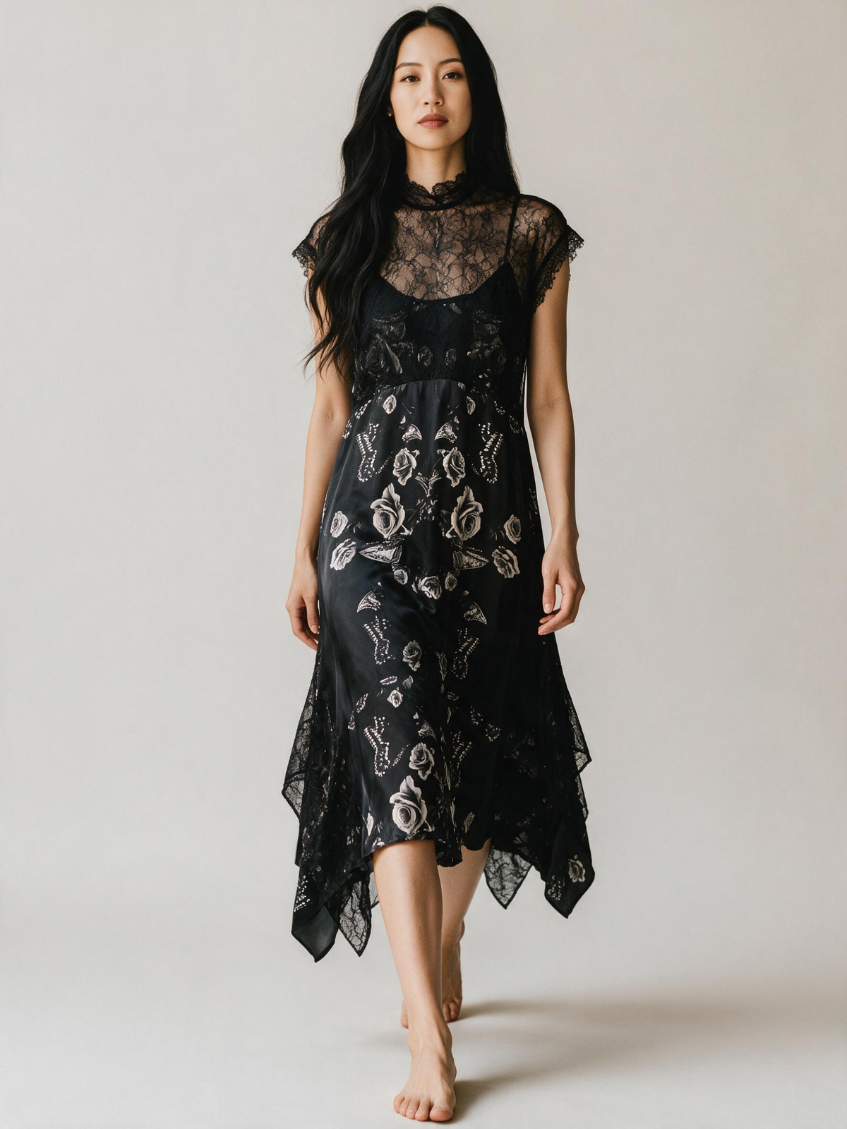Black, Print  All Saints  Dress Gian Lace midi dress, 6