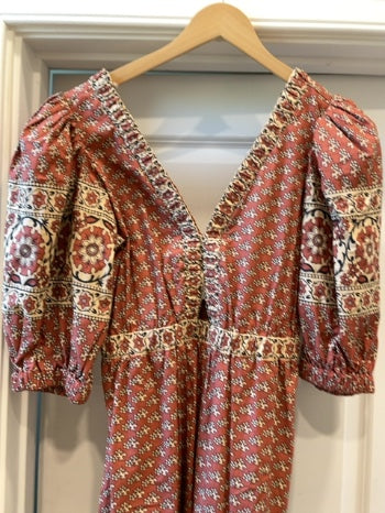 Rust, Block Print   Sea  Dress Maxi , 4