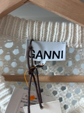 White, Rhinestones GANNI Cardigan NWT, Cotton knit/open weave , L