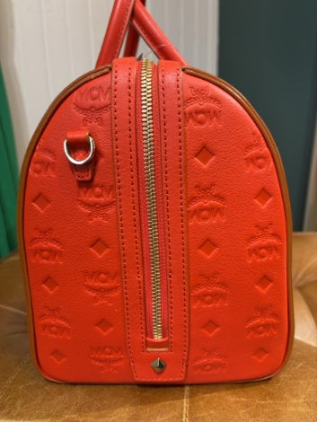 Red/orange embossed mcm Handbag Boston Bag
