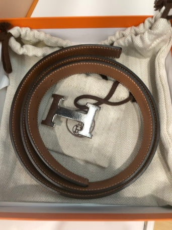 Black/Brown Hermes Belt Martelee hammered H, 32mm reversible, with box and Bag, 90