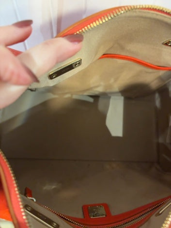Red/orange embossed mcm Handbag Boston Bag