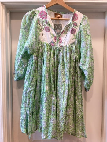 Clover, Block print  Clara The Label Tunic boho/peasant, xs