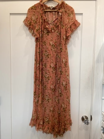 Dusty Pink Floral  Zimmermann Dress With Slip , XS
