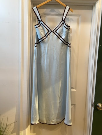 Powder Blue SANCIA Dress Brown Trim, NWT, M
