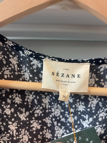 Navy, white floral  Sézane Dress , s