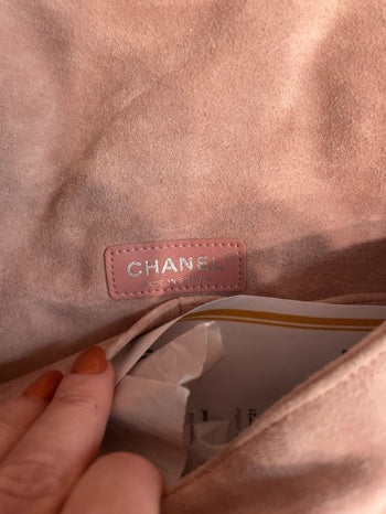 Pink Suede Chanel  Cross body bag Edinburgh mini Highland AS IS overall condition