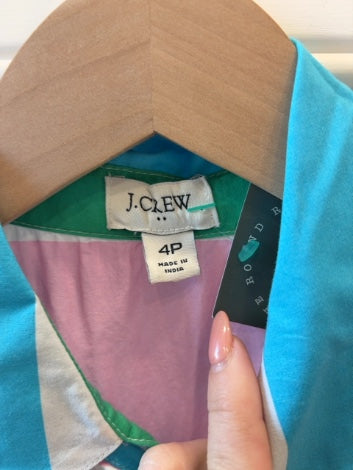Multi J. Crew Factory Dress Short Sleeve Button Front w/ Belt Multi Stripe, 4P