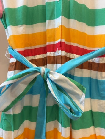 Multi J. Crew Factory Dress Short Sleeve Button Front w/ Belt Multi Stripe, 4P
