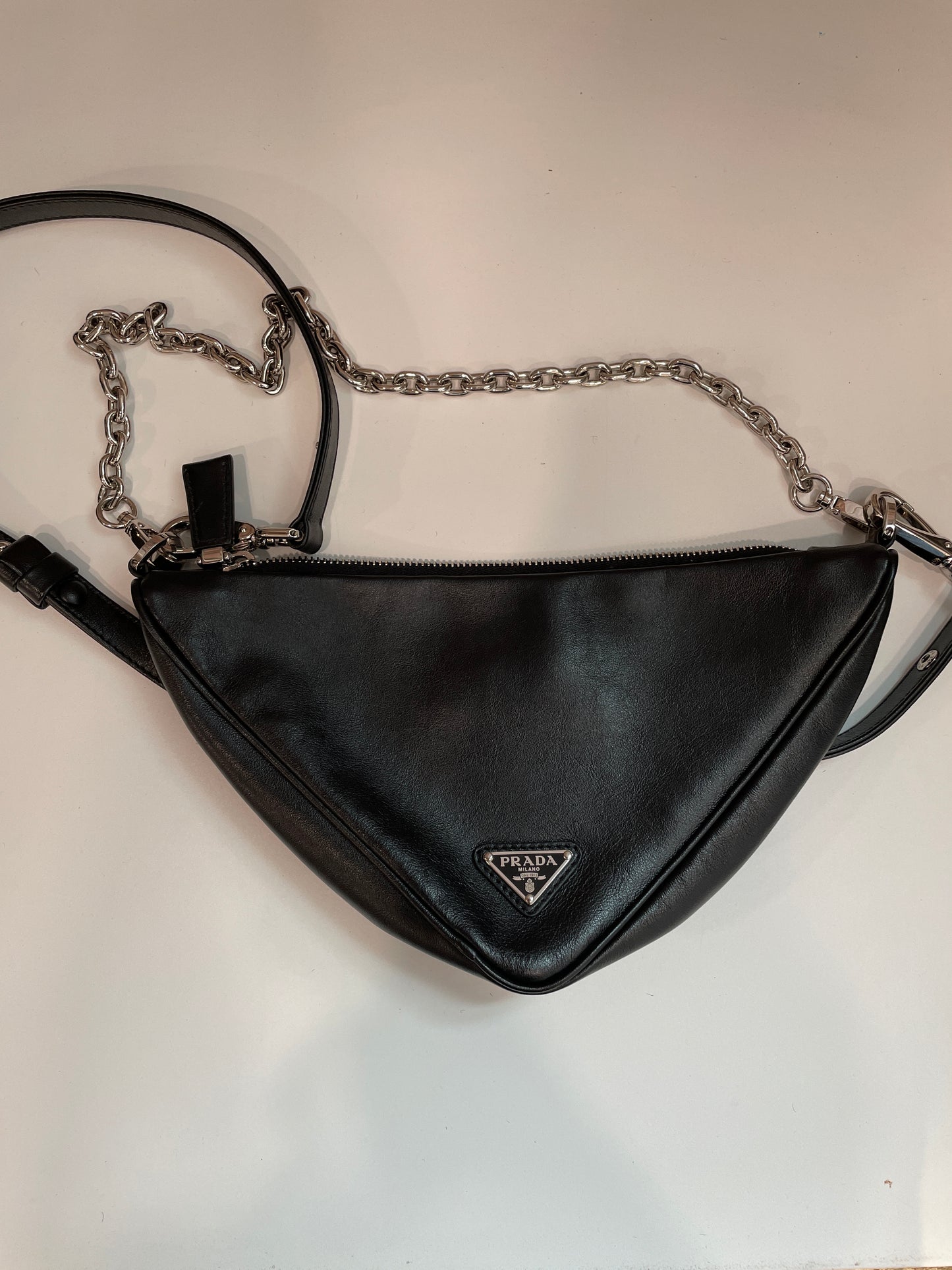 Black Prada Purse Triangle Logo Pouch