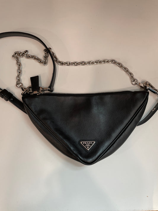 Black Prada Purse Triangle Logo Pouch
